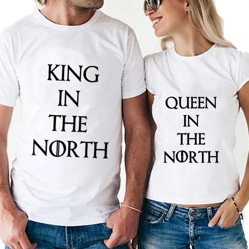 

Game of Thrones King Queen in the North T Shirts Valentine Men Women Couple Clothes Lovers T-Shirts Funny Tshirts Femme Tops Tee