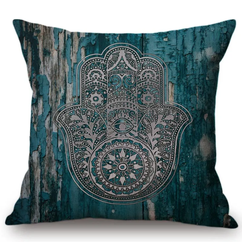 

Bohemia Style Religion Palm Pattern Home Sofa Decoration Throw Pillow Cover Geometric Flower Design Mandala Cushion Cover