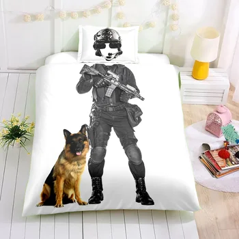 

Children's Bedding Set,Police Uniform with Gun and Dog for Boys Duvet Cover with Pillowcase,Kid Birthday Gift Home Bedroom Decor