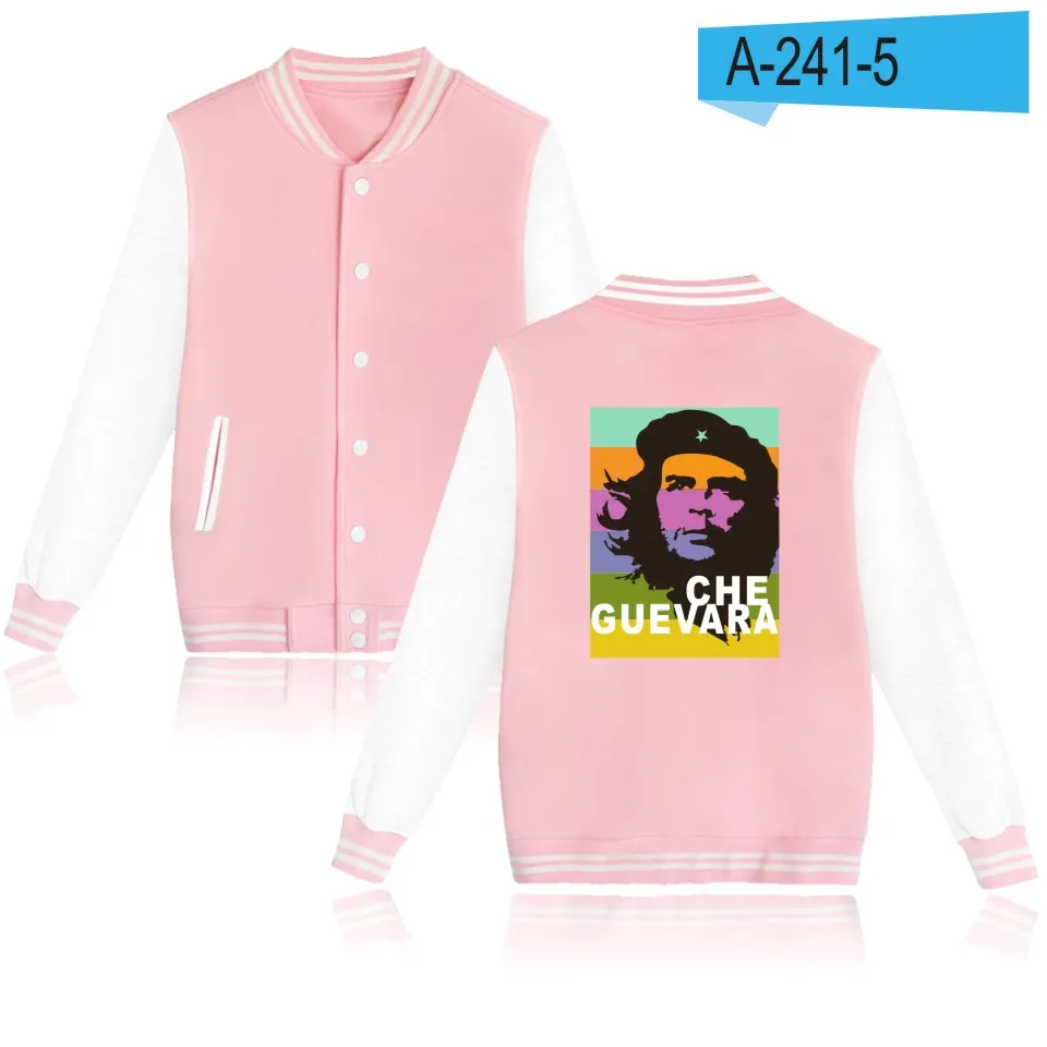Pink and White Che Guevara, бейсбольная куртка, мужские толстовки и свитшоты, зимний герой Аргентины, монолитные толстовки, Мужская модная куртка, одежда - Цвет: Pink and White