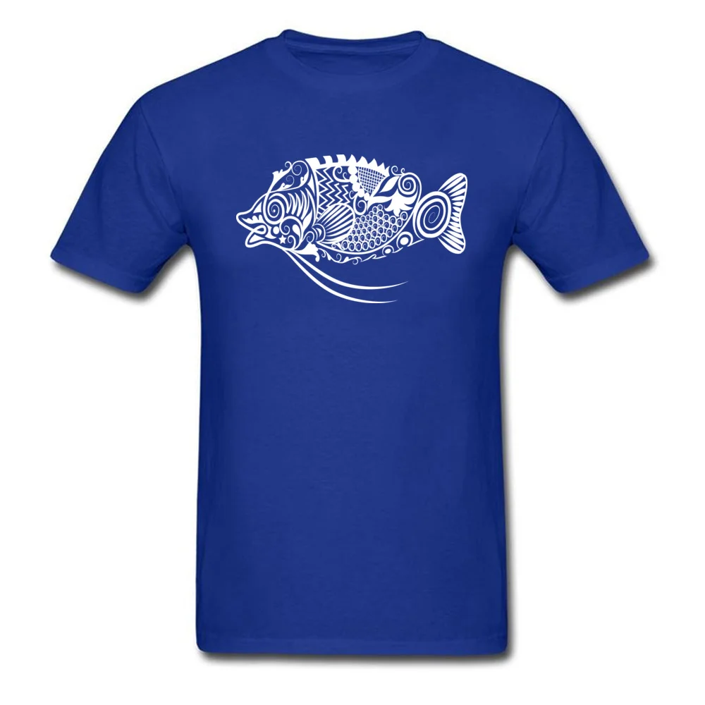 2018 Discount Student T Shirts Fish pattern Family Tops Shirt Pure Cotton Short Sleeve Gift T-Shirt Crew Neck Wholesale Fish pattern blue