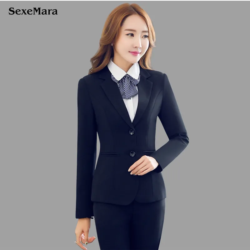 Elegante giacca e cravatta per le donne top fashion 2017 new Poliestere  Pulsante della tasca di Colore Solido Manicotto Pieno abiti Da Lavoro  vendita calda|business suits for women|elegant suitsuits for women -
