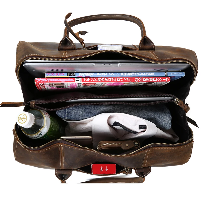 TIDING винтажная мужская сумка на плечо из натуральной кожи, сумка для путешествий из воловьей кожи, модная сумка 30704