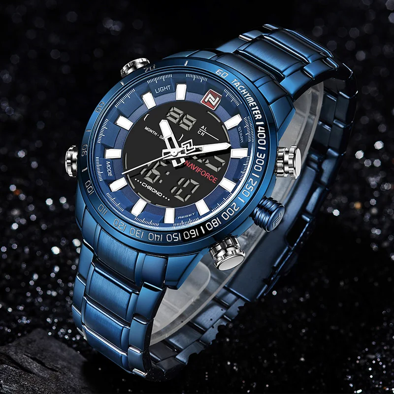 Мужские часы NAVIFORCE роскошный бренд армейские военные спортивные часы мужские полностью Стальные кварцевые цифровые аналоговые часы Relogio Masculino