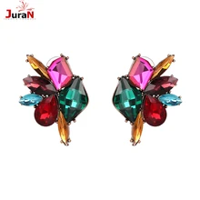 JURAN дизайн хорошее качество хрустальные серьги гвоздики модные эффектные ювелирные изделия красочные серьги для женщин J50199