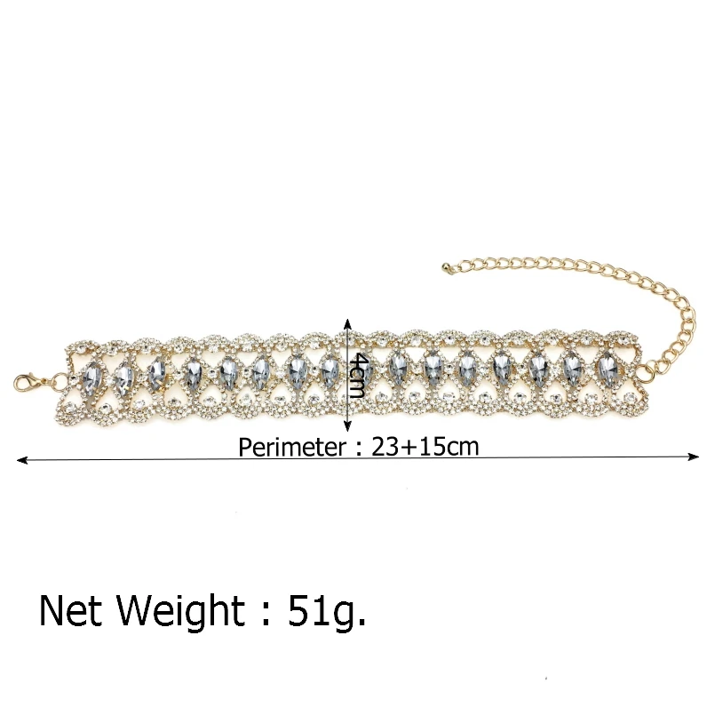 MANILAI Luxury Rhinestones Choker Statement Necklace For Women Chockers Big Crystal Necklace Wedding Jewelry Maxi Collar Collier