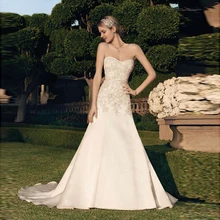 Appliques Beaded Nikah Elbisesi A line Satin Chapel Train Vestidos De Novia Sexy Backless font b
