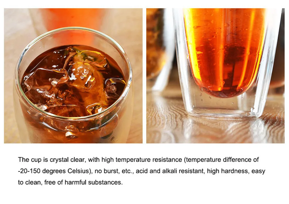 Ручной работы термостойкие двойные стенки стеклянный коктейльный Чай холодный лед для напитков кремовая чашка изолированное прозрачное стекло es виски стеклянная посуда для напитков