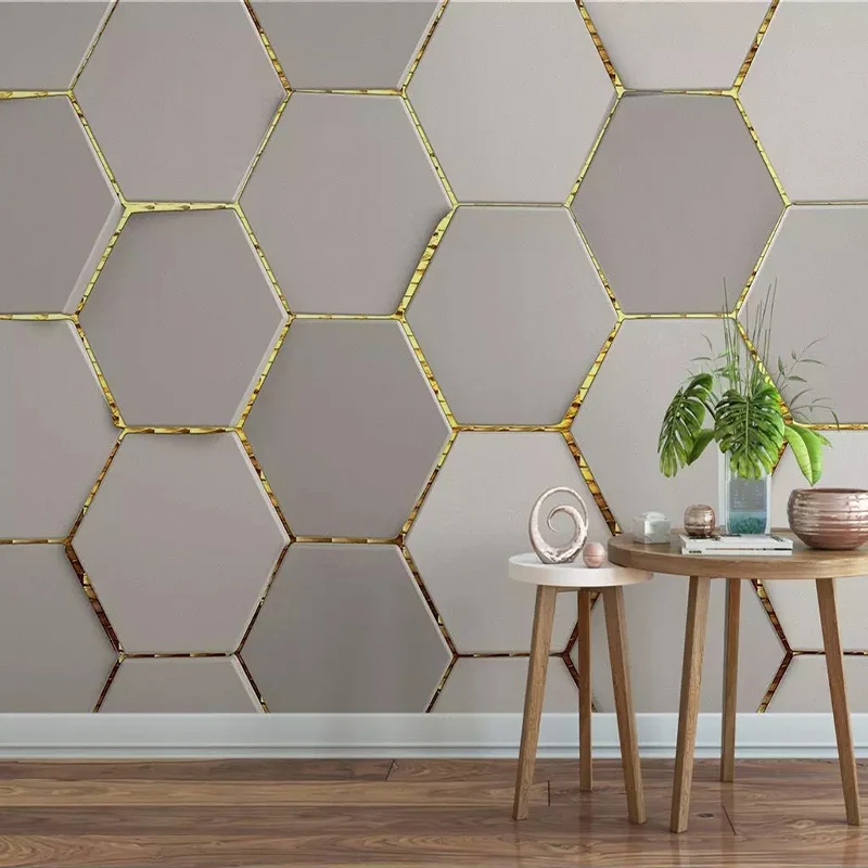 

Custom Wall Murals Modern 3D Stereo Abstract Gold Geometric Wallpaper Living Room TV Sofa Bedroom Background Wall Paper 3D Decor