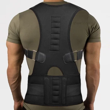 

Male Adjustable Shoulder Back Support Belt Therapy Posture Corrector Brace for Female Braces & Supports Belt 10 pcs magnets