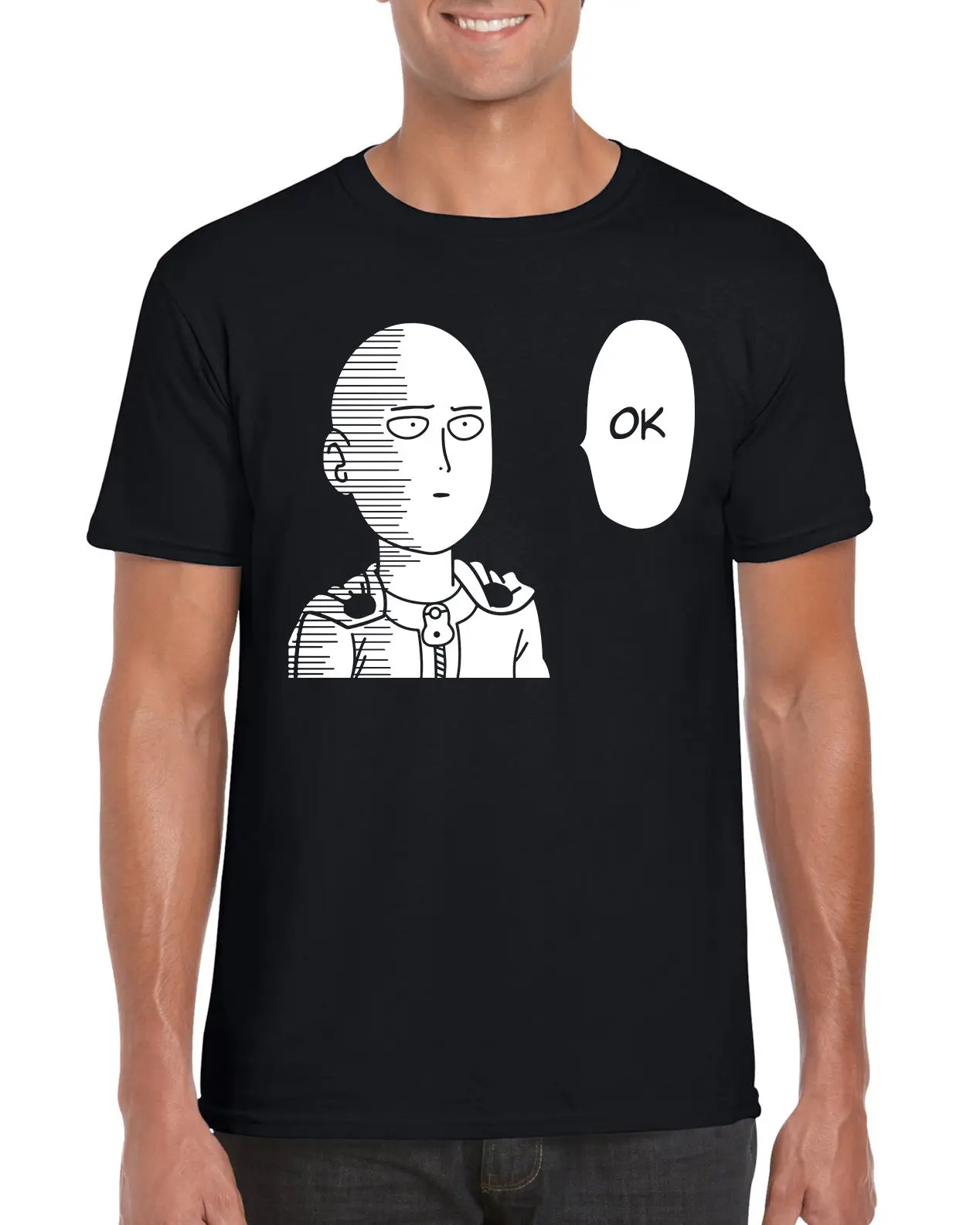 

" OK " One Punch Man OPM Soka Saitama Anime Inspired T-Shirt S-2XL New T Shirts Funny Tops Tee New free shipping