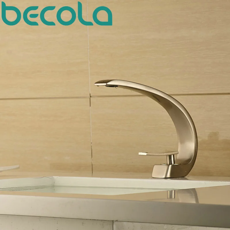 

BECOLA basin faucets cold and hot water bathroom faucet brushed nickel sink mixer tap deck mounted Washbasin faucet B6101-1L