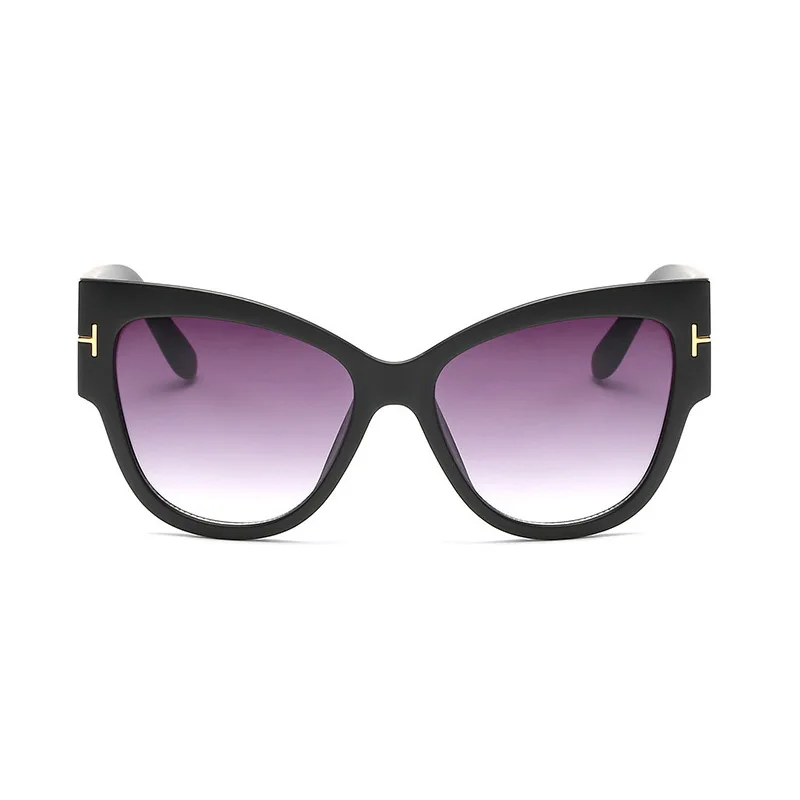 Модные кошачий глаз женские крупные солнцезащитные очки Cateye брендовая