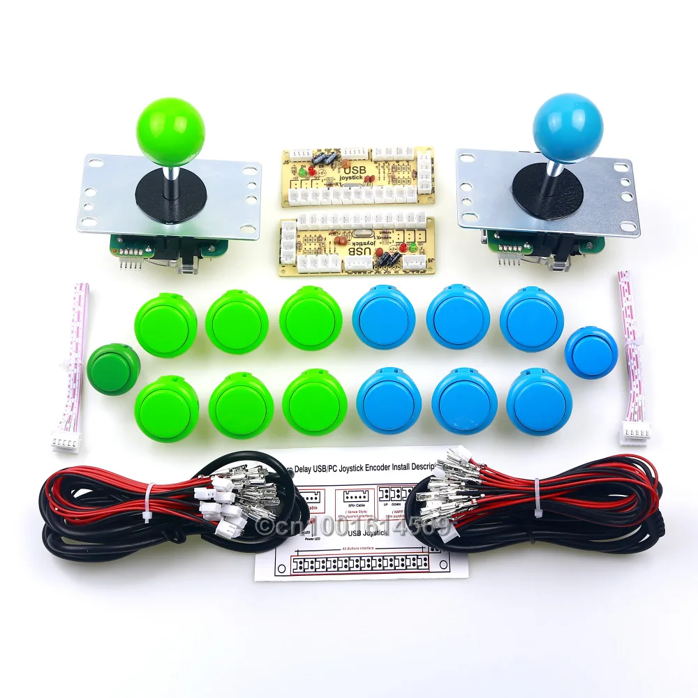 

12 x 5V Japan SANWA Buttons & 2 x Reyann Arcade Buttons Wires + 2 x Sanwa Joystick Cable + 2 x PC Encoders Encoder For MAME Game