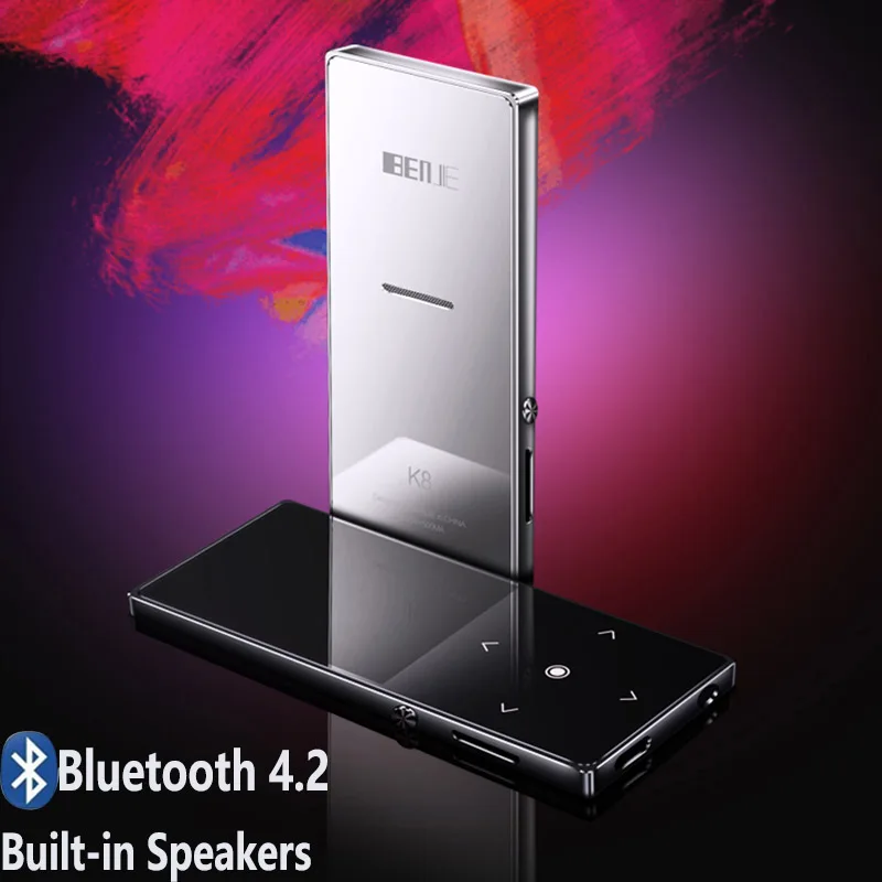 

BENJIE K8 Bluetooth 4.2 MP3 Player Touch Key Ultra thin 8GB/16GB MP3 Music Player 1.8 Inch Color Screen Lossless Sound with FM