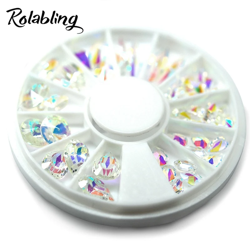 

Rolabling Multi-shape Rhinestone Crystal In Wheel Manicure Rhinestone Nail Art Shining Decoration 3D Nail Design Accessories