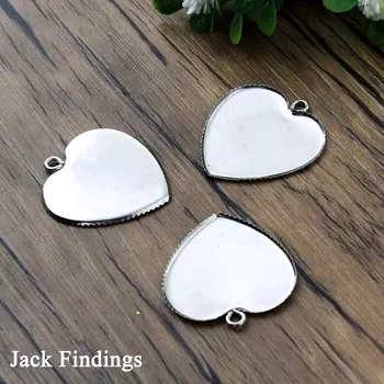 

Never Fade 10pcs Fit 25mm Heart Stainless Steel Sawtooth Cameo Settings Cabochon Base Brass Copper Blank Tray Pendant Charms