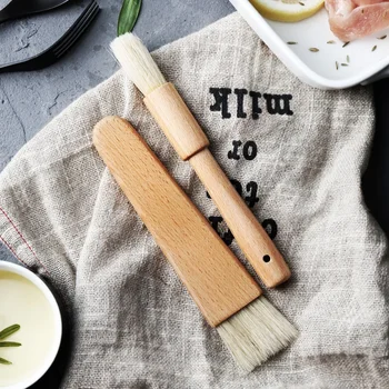 

2Pcs Wood Handle Pastry Brushes Baking Barbecue Basting Brush Natural Bristle Oil Butter Brush BBQ Aid Picnic Cooking Utensils