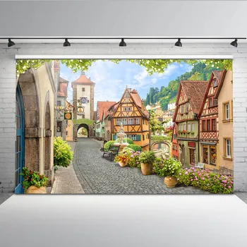 

Mehofoto Cartoon Town Photo Booth Backdrops Children Birthday Party Background for Photography Studio Seamless G-601
