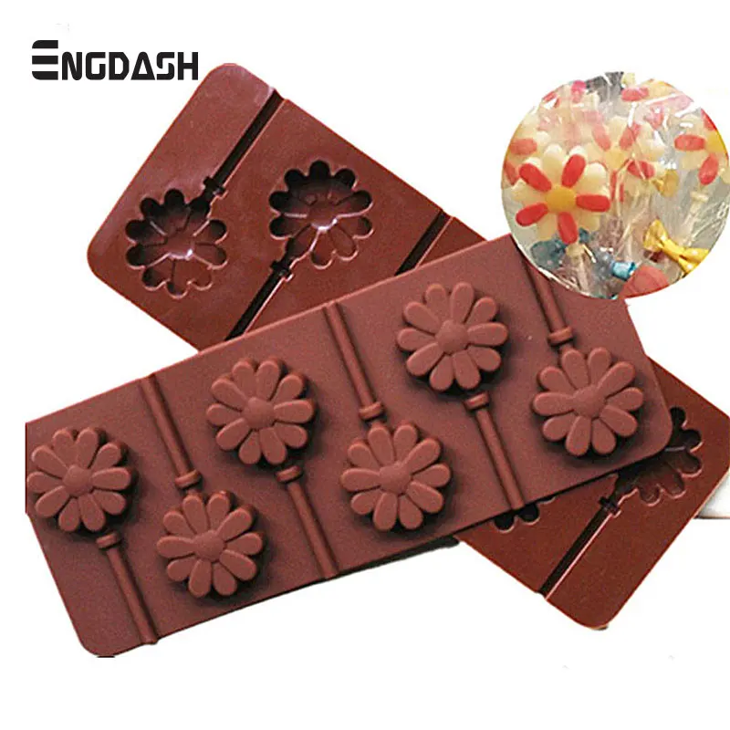 

ENGDASH 3D 6 Holes Silicone Mold For Chocolate Lollipop Cake Mold Silicone Molds Chocolate Fondant Cake Decorating DIY Tools