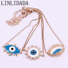 15 шт. новомодное очарование браслеты регулируемая цепочка синий глаз Форма эмалевый браслет золотой цвет для женщин ювелирные изделия