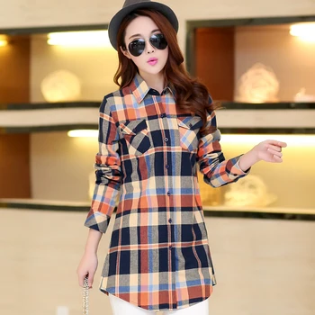 

2018 autumn spring Women's Blouses Ladies Office Long Sleeve Plaid Body Shirts Plus Size Women Tops Blusas