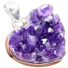 Lovegem аметист кулон из друзы 925 стерлингового серебра ювелирные изделия, 34 мм, AP2177