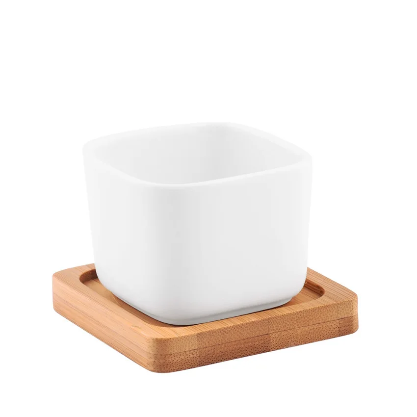 

1Pcs White Ceramic Planters Garden Wedding Flowerpot Mini Square Succulent Plant Pots Flower Pot Bonsai Planters