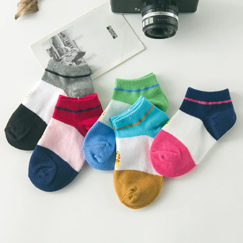 5 пар/детские носки хлопок сезон весна-лето стильная футболка с изображением персонажей видеоигр Жираф носки-башмачки мальчиков/носки для девочек От 1 до 6 лет - Цвет: Send random color