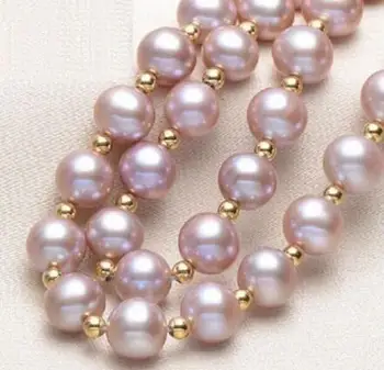 

free shipping GENUINE NATURAL 9-10MM PURPLE PEARL NECKLACE