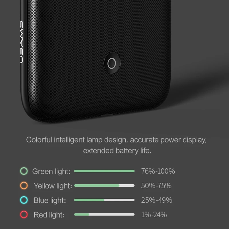 USAMS Battery Charger Cases for iPhone X XR XS 6 6s 7 8 Plus 3000/4200mAh Power Bank Case Slim External Pack Backup charger case