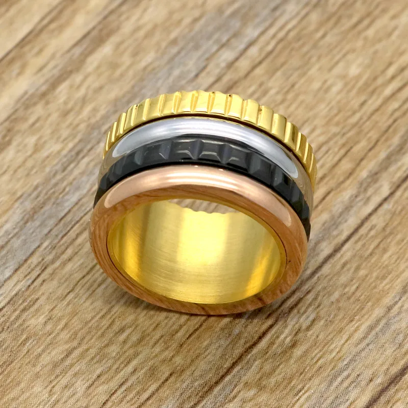 Мужские и женские обручальные кольца из титана и стали, известная марка ювелирных изделий,, поворотное модное керамическое кольцо из нержавеющей стали