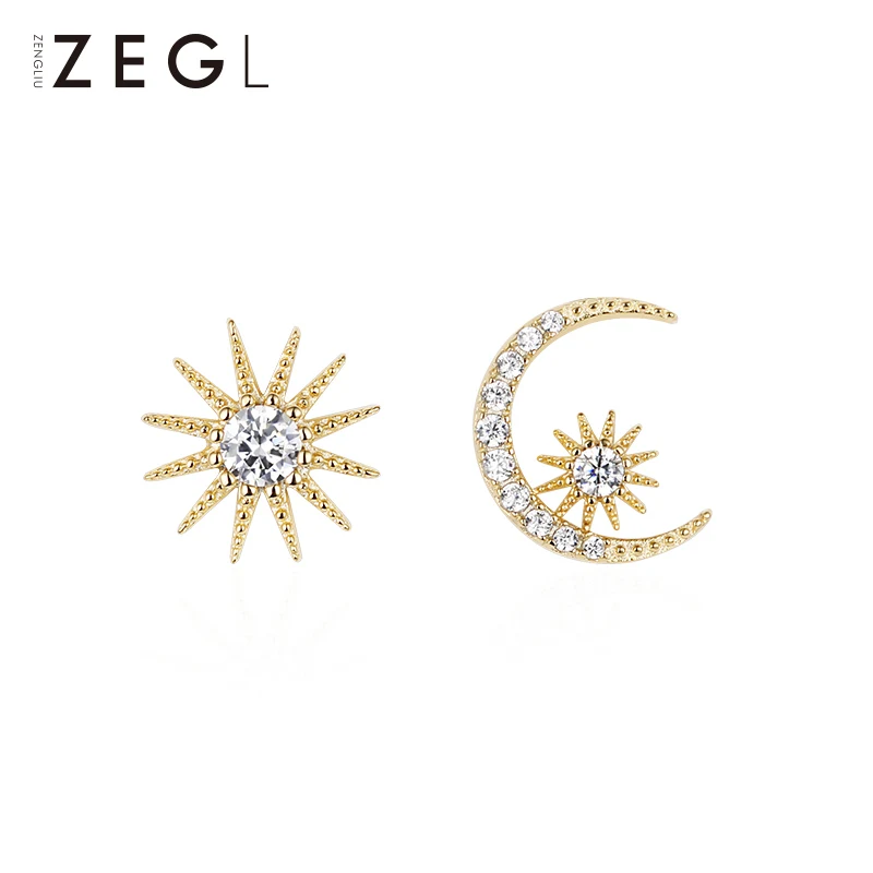 ZEGL серьги женские серьги звезды луна серьги асимметричные для ушей ювелирные изделия