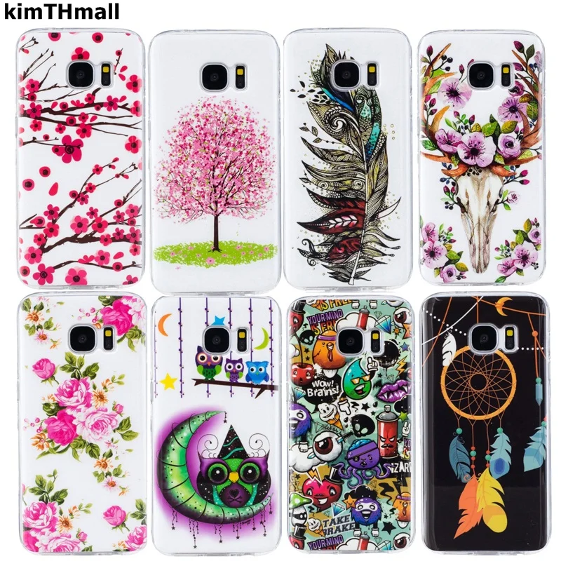 Чехол для Samsung Galaxy S5 S6 S7 EDGE S8 Plus задняя крышка с мультяшным рисунком TPU прозрачный
