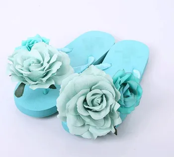

HAHA FLOWER Summer Women's Sandals New Shoes Woman Flip Flops Blue Rose Flower Sandals Beach Slippers Flat shoes