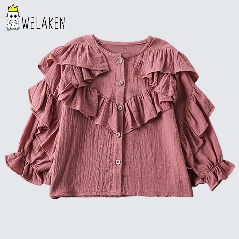 

welaken Baby Girls Fashion Clothing 2019 New Ruffles Design Blouses Toddler Children Shirts Kids Blouses for Girls Outwear Tops