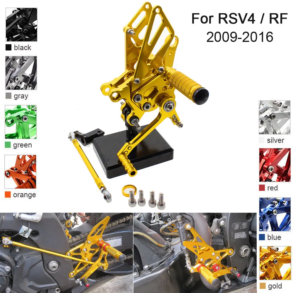 

CNC Aluminum Adjustable Rearsets Foot Pegs For Aprilia RSV4 RF RSV4-RF 2009 2010 2011 2012 2013 2014 2015 2016