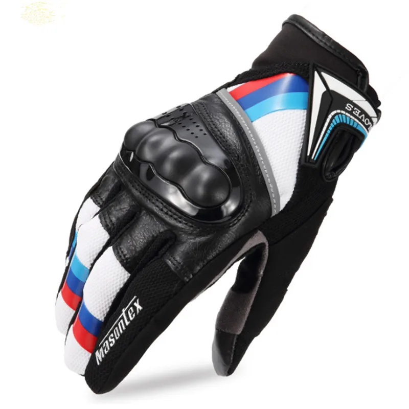 Genuine Leather Touch Screen Breathable Gloves Motorcycle Riding Gloves