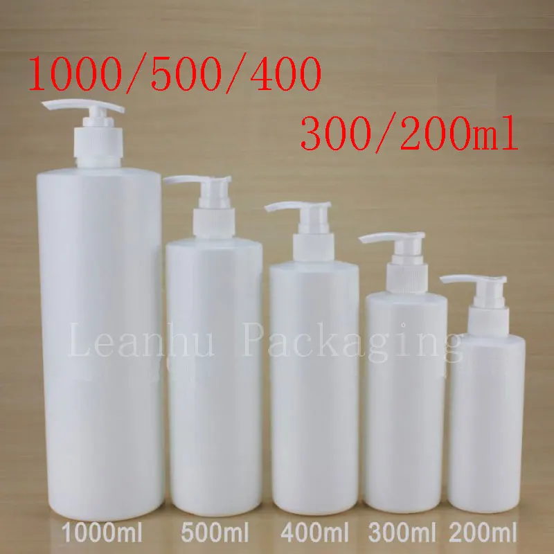 Empty White Cylinder Shape Shampoo Plastic Bottles Lotion Pump PE Cosmetic Container Lotion Plastic Bottle Several Size Choose