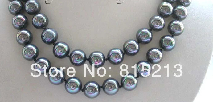 

ddh001096 34" Natural 12mm black Round Shell Pearl Necklace