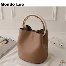 Новейший дизайн женская сумка из натуральной кожи Круглая круглая ручка маленький размер ведро