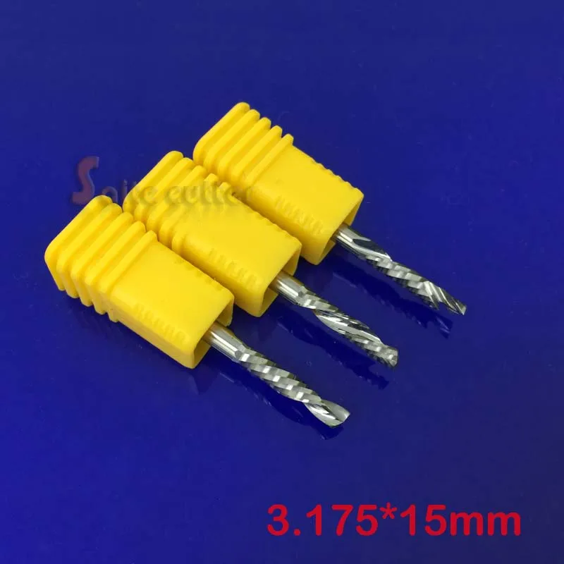 

3pcs 3.175x15MM Up & Down Cutter CNC Mill Tools Spiral Router Bit Set One Flute End Milling Cutter Tungsten Carbide Bits Knife