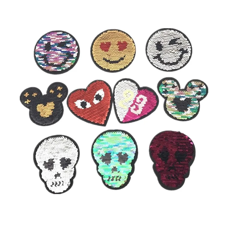

2019 New Fashion DIY Applique Embroidery Applique Costume Decoration Dimensional Transformed Sequins Cartoon Smiling Face