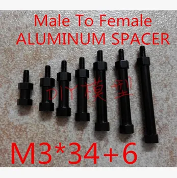 

10pcs/ lot M3 *34+6 Female to Male Aluminium Hex Pillar Spacer Black for Quadcopter Multicopter 10pcs