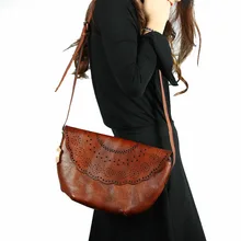 Nesitu High Quality Coffee Green Brown Vintage Genuine Leather Cute Small Women Messenger Bags For Girl Shoulder Bags #M088