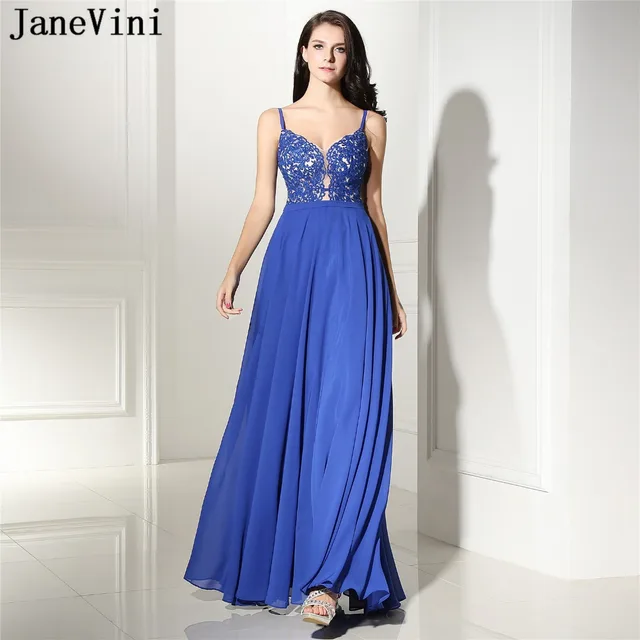 Special Price JaneVini Chiffon A Line Long Bridesmaid Dresses with Lace Appliques Spaghetti Straps Floor Length Wedding Party Dress Plus Size Special Price JaneVini Chiffon A Line Long Bridesmaid Dresses with Lace Appliques Spaghetti Straps Floor Length Wedding Party Dress Plus Size