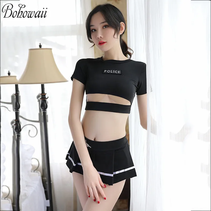 BOHOWAII Sexy Set for Women Outfit Costumes Carnaval Volwassen Kostuums Schoolgirl Cosplay Lingerie Femme Student Uniform