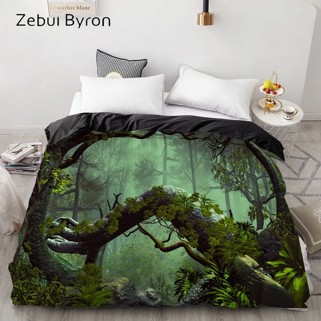 Funda nórdica 3D personalizada, edredón/colcha/funda de Manta Queen/King,  ropa de cama de 140x20 0/220x24/200x200, cubierta de colcha de bosque  primaveral - AliExpress