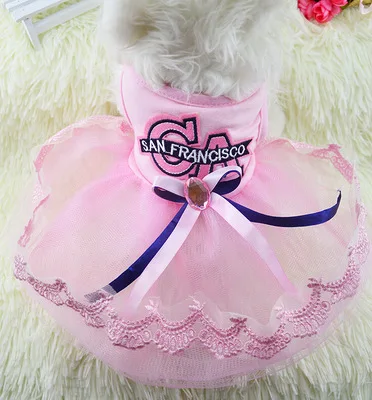 Летняя жилетка для собак, рубашки, Йоркский плюшевый Кот, милая Одежда для собак, свадебное платье принцессы для щенков, юбка для питомцев - Цвет: CA pink