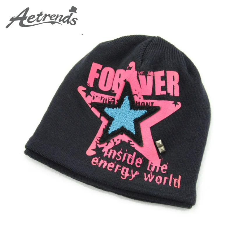 

[AETRENDS] Winter Hats for Kids 5~7 Years Old Double Layers Knitted Beanies Z-5045